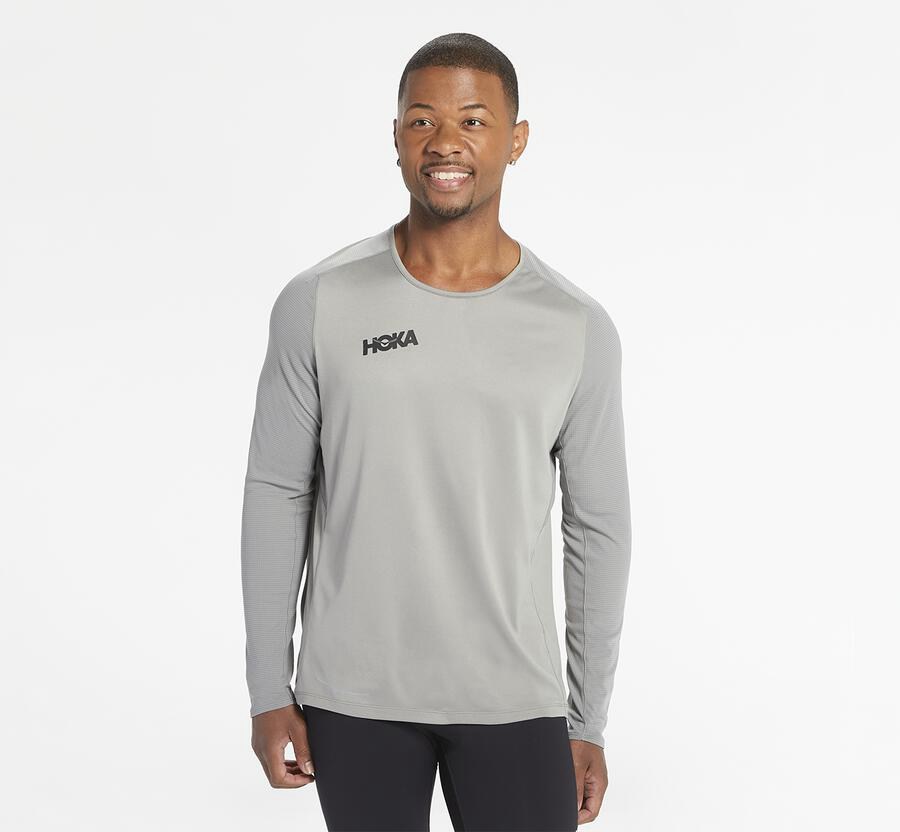 Hoka Mens Tops NZ - Hoka One One Performance Grey (RHQ021436)